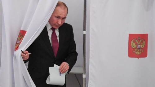 President Vladimir Putin voting in Sunday’s presidential election. President Vladimir Putin